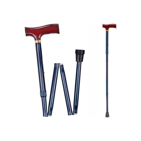 DMI Duro-Med Designer Folding Walking Cane, Adjustable Walking Cane, Blue Ice
